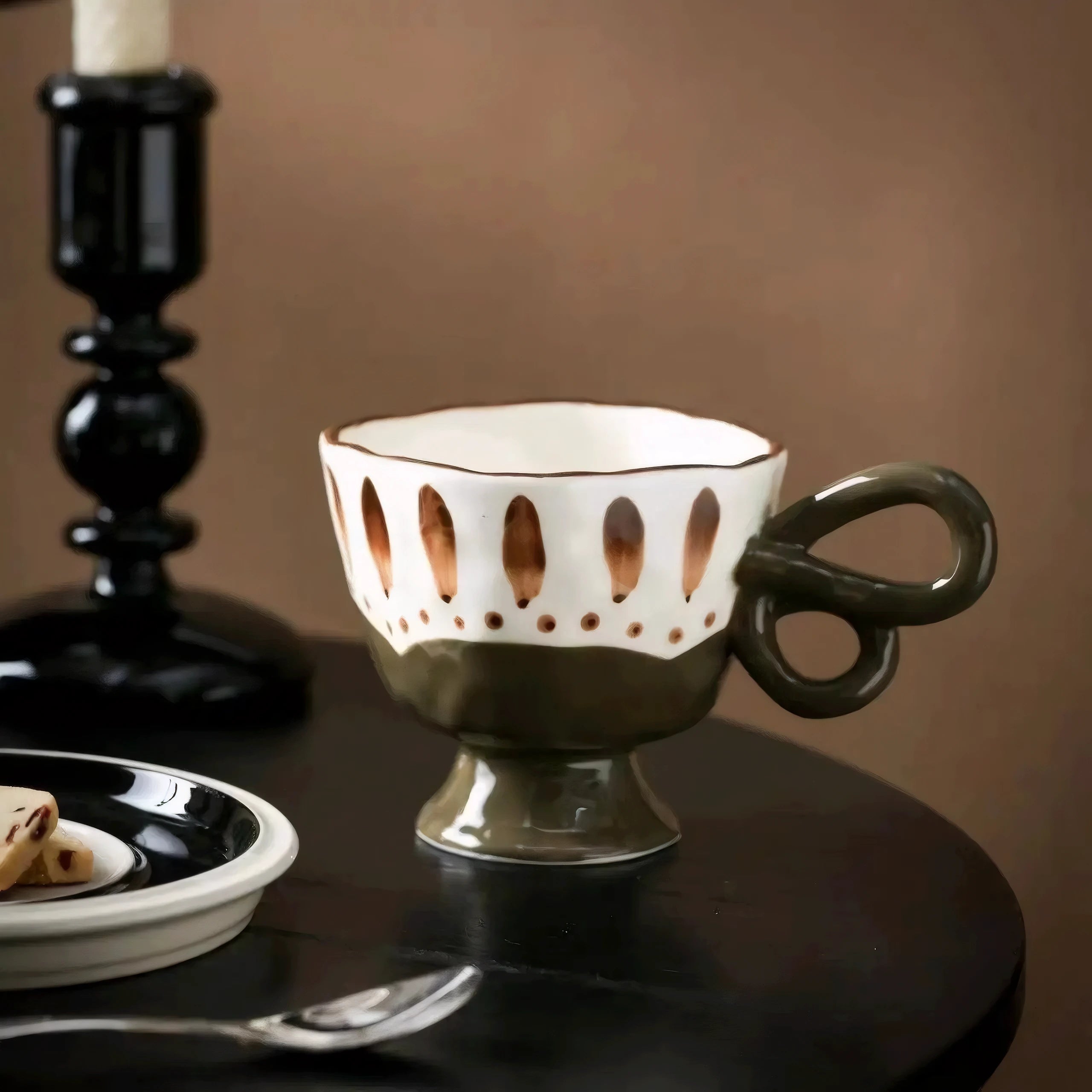 Artisanal Glazed Ceramic Mug with Double-Handle Design – Handmade Pottery Coffee Cup, 280 ml Capacity 6