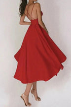 Ava Women's A-Line Dress | Premium Crepe Satin, Elegant Red Cocktail Dress 1