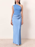 Ava Women's Maxi Dress | One Shoulder Pleated Design, Plus Size Available 8