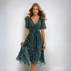 Ava Women's Midi Dress | Breathable Fabric, V-Neck Summer Dress 0