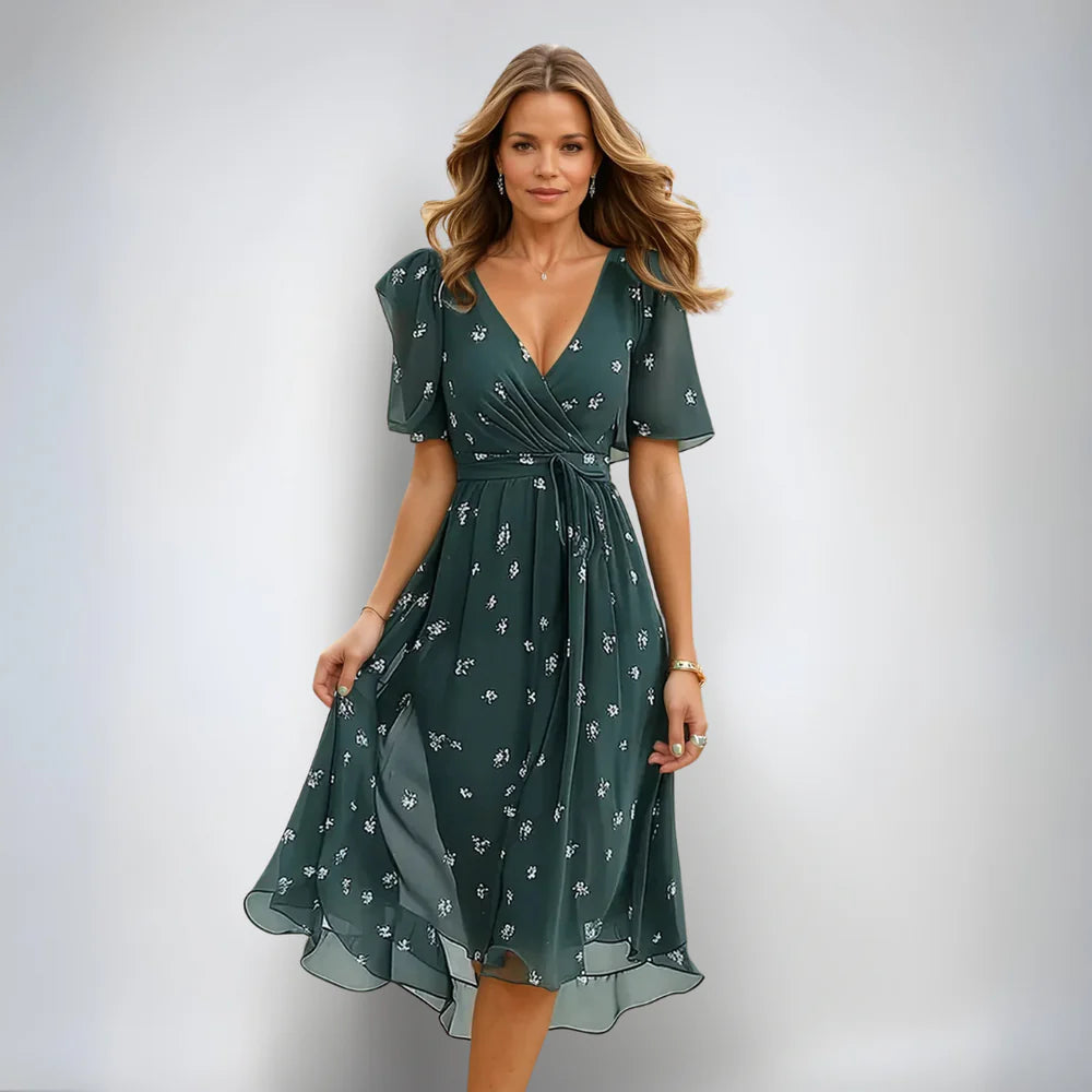Ava Women's Midi Dress | Breathable Fabric, V-Neck Summer Dress 0