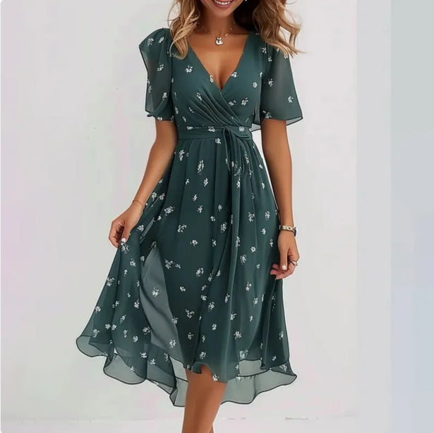 Ava Women's Midi Dress | Breathable Fabric, V-Neck Summer Dress 1