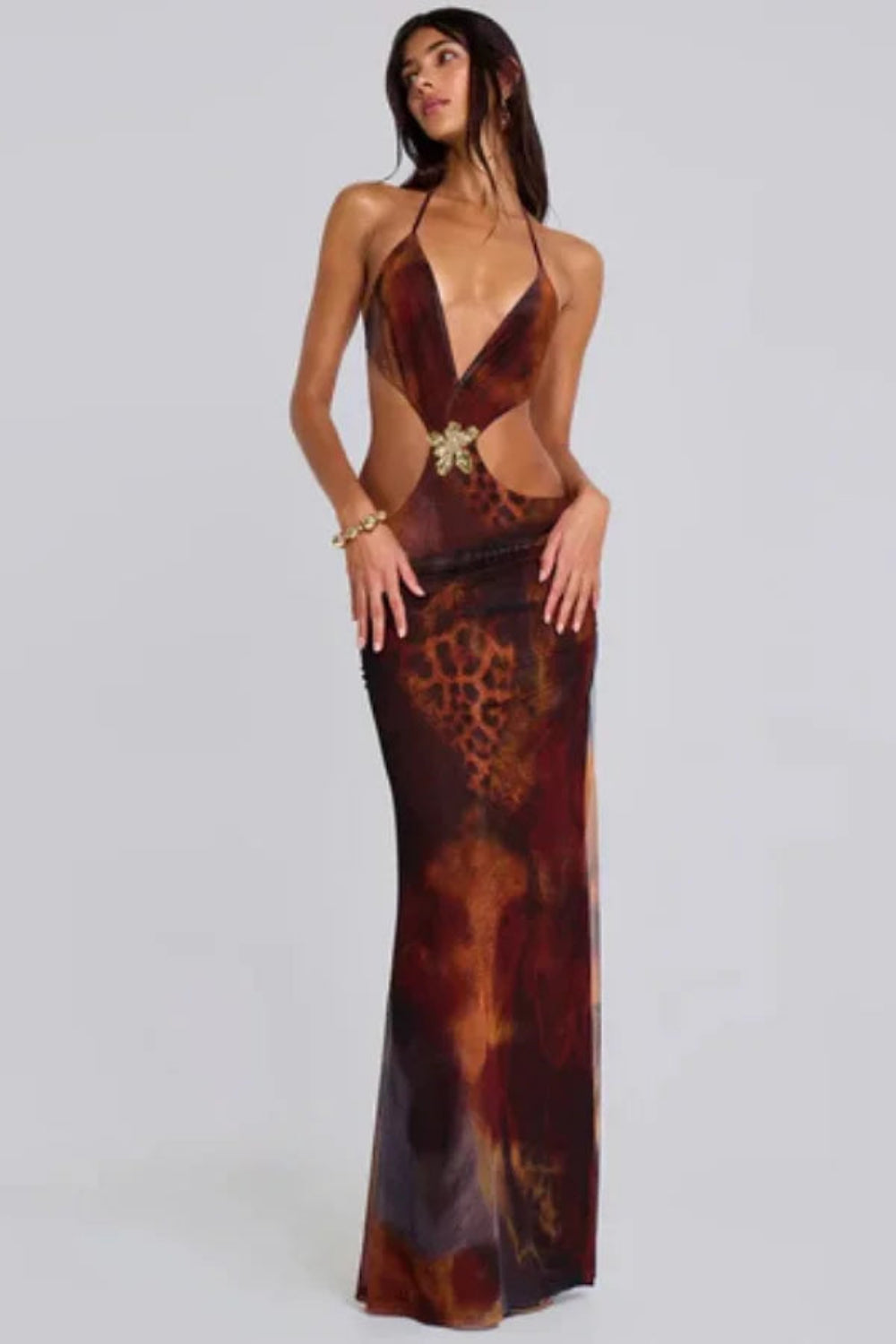 Ava Women's Summer Dress | Italian Power Mesh, Elegant Leopard Print 0