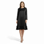 Ava Women's Summer Dress | Satin Elegance with Ruffle Hem 0