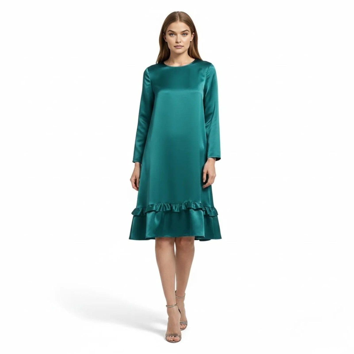 Ava Women's Summer Dress | Satin Elegance with Ruffle Hem 5