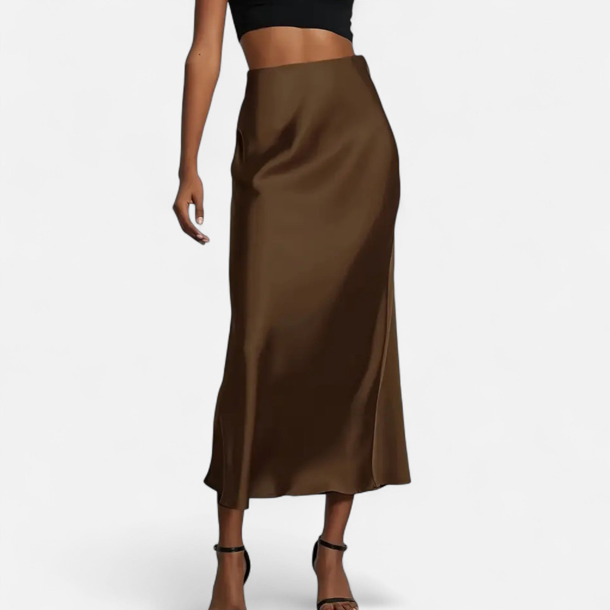 Aveline Women's Midi Skirt | High-Waist Satin Elegance 1
