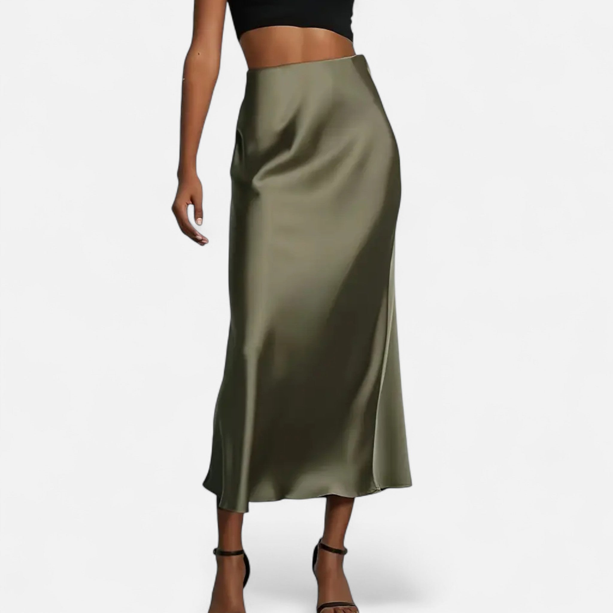 Aveline Women's Midi Skirt | High-Waist Satin Elegance 3
