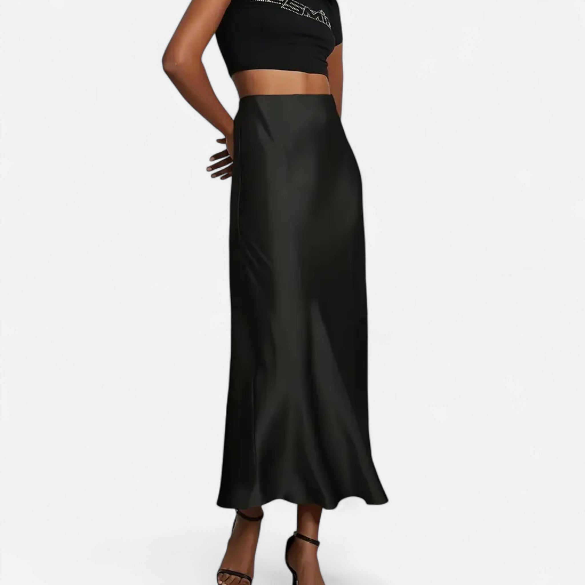 Aveline Women's Midi Skirt | High-Waist Satin Elegance 4