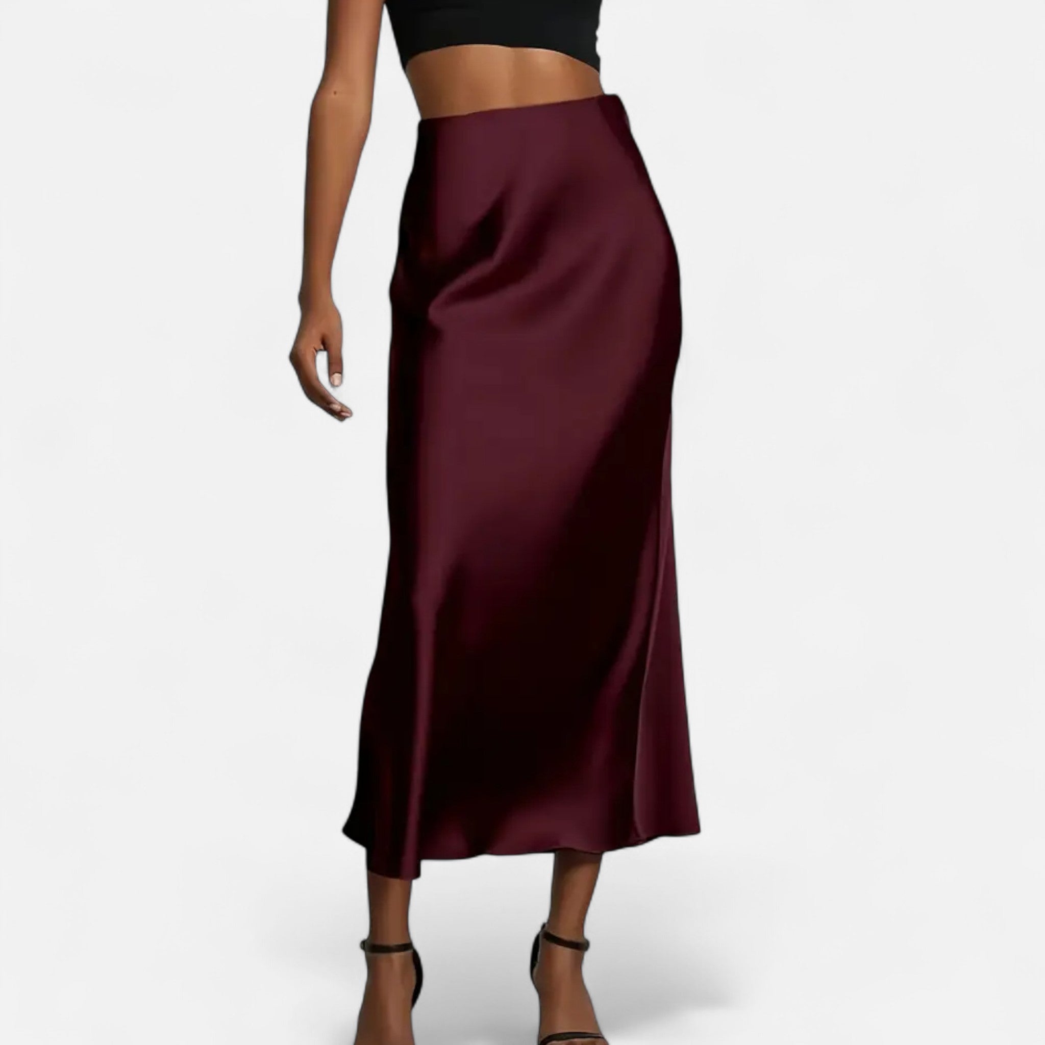 Aveline Women's Midi Skirt | High-Waist Satin Elegance 5