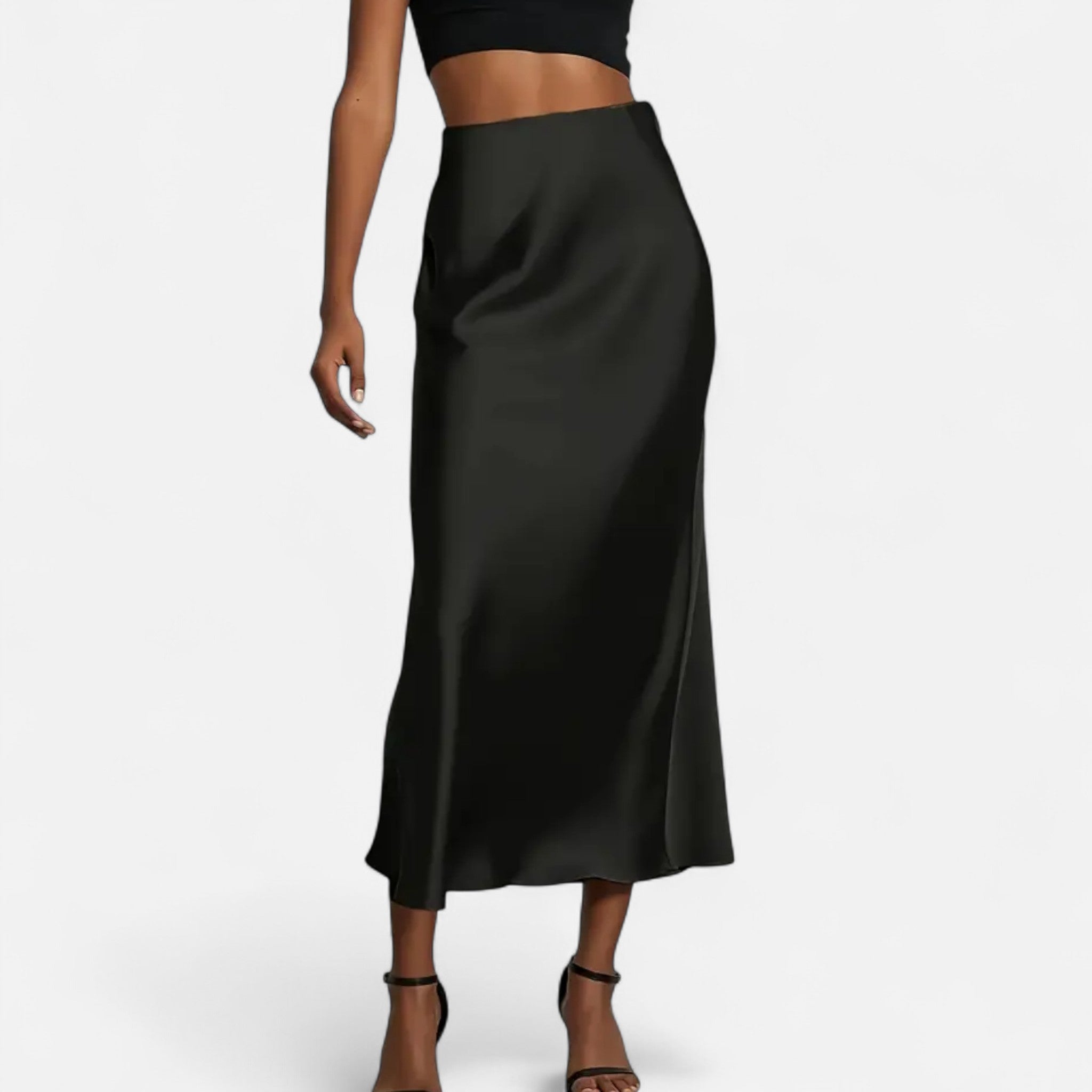 Aveline Women's Midi Skirt | High-Waist Satin Elegance 6