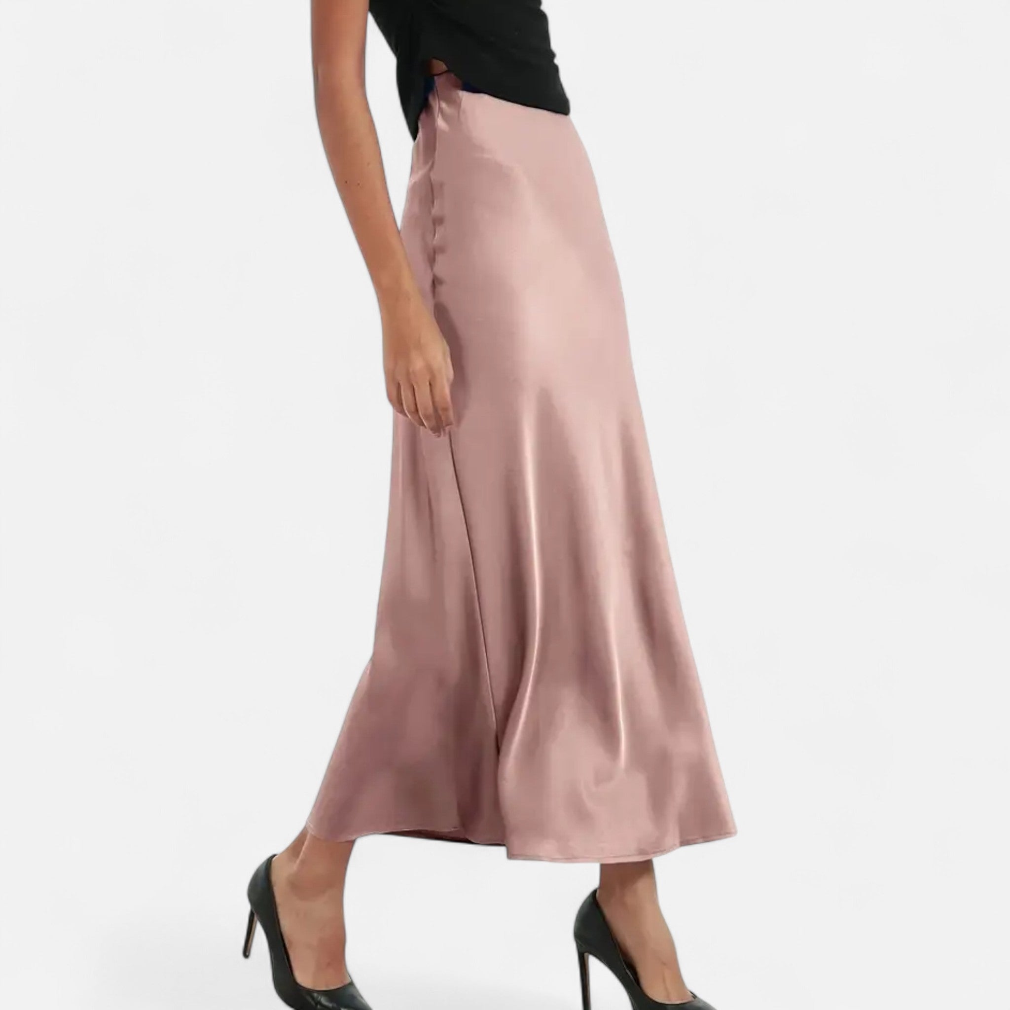 Aveline Women's Midi Skirt | High-Waist Satin Elegance 8