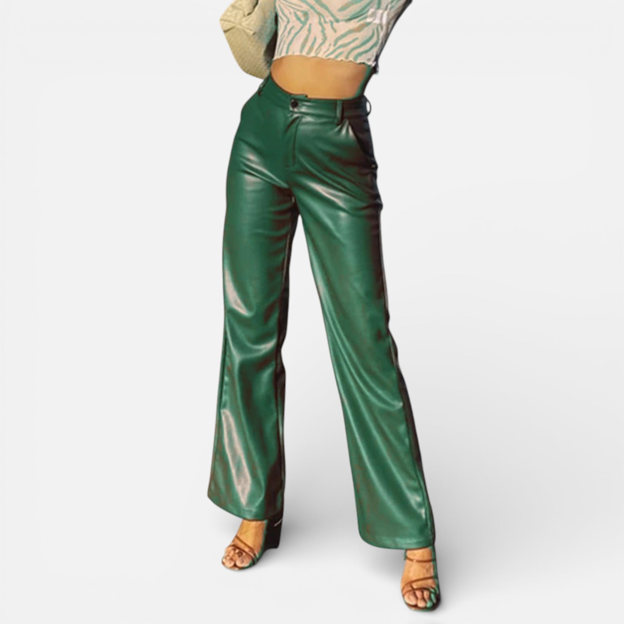 Aveline Women's Pants | Premium Faux Leather Straight-Leg Design 11