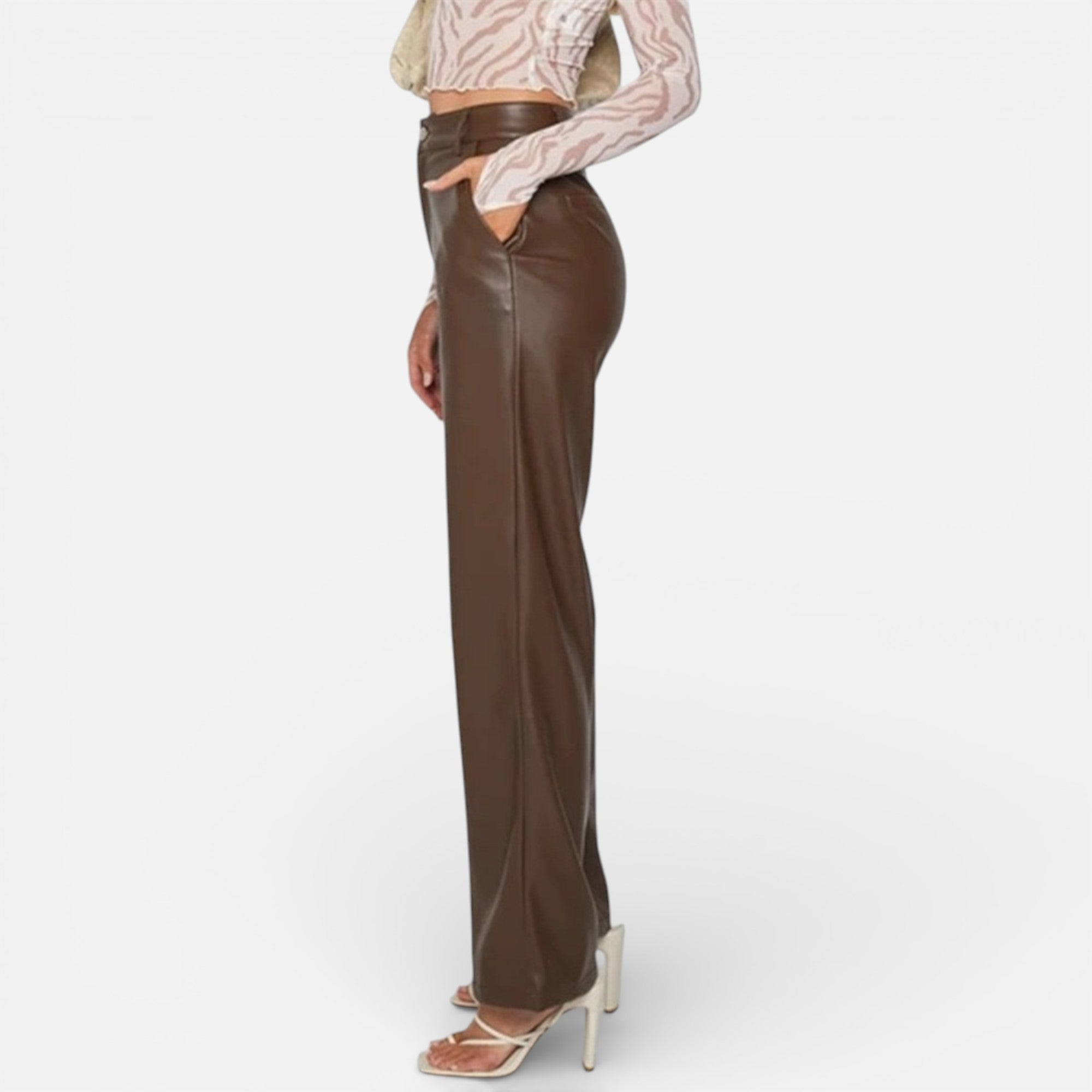 Aveline Women's Pants | Premium Faux Leather Straight-Leg Design 8
