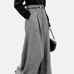 Aveline Women's Wide Leg Pants | Premium Tweed, Pleated Detail 0