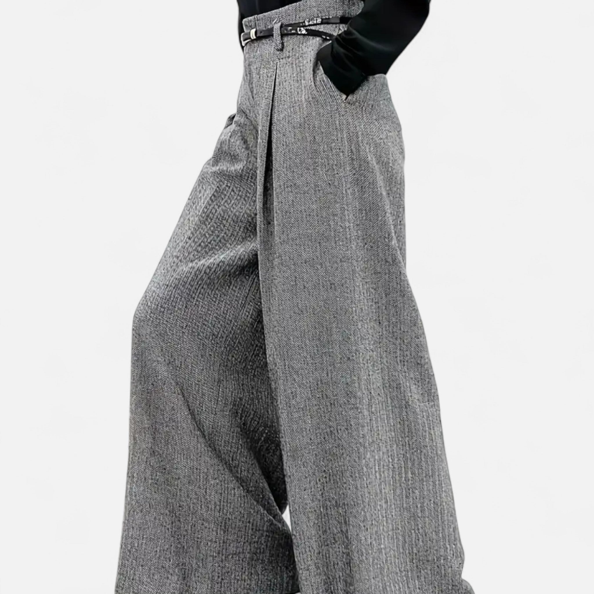 Aveline Women's Wide Leg Pants | Premium Tweed, Pleated Detail 3