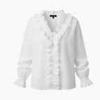 Bella Women's Blouse | V-Neck Ruffle Long Sleeve Top, Woven Fabric 1