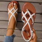 Bella Women's Sandals | Braided Strap Design, Open-Toe Flat 3