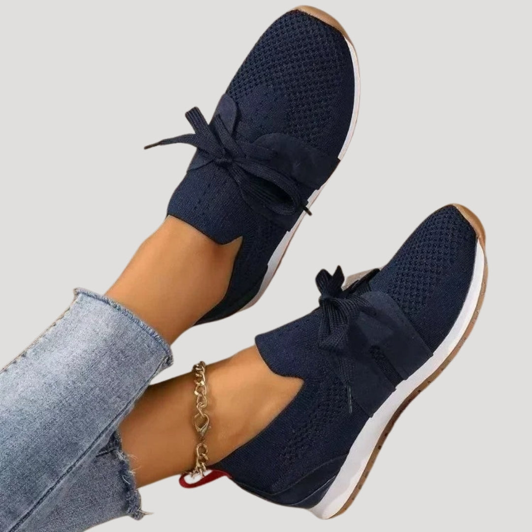 Bella Women's Trainers | Breathable Knit, Chic Bow Detail 1