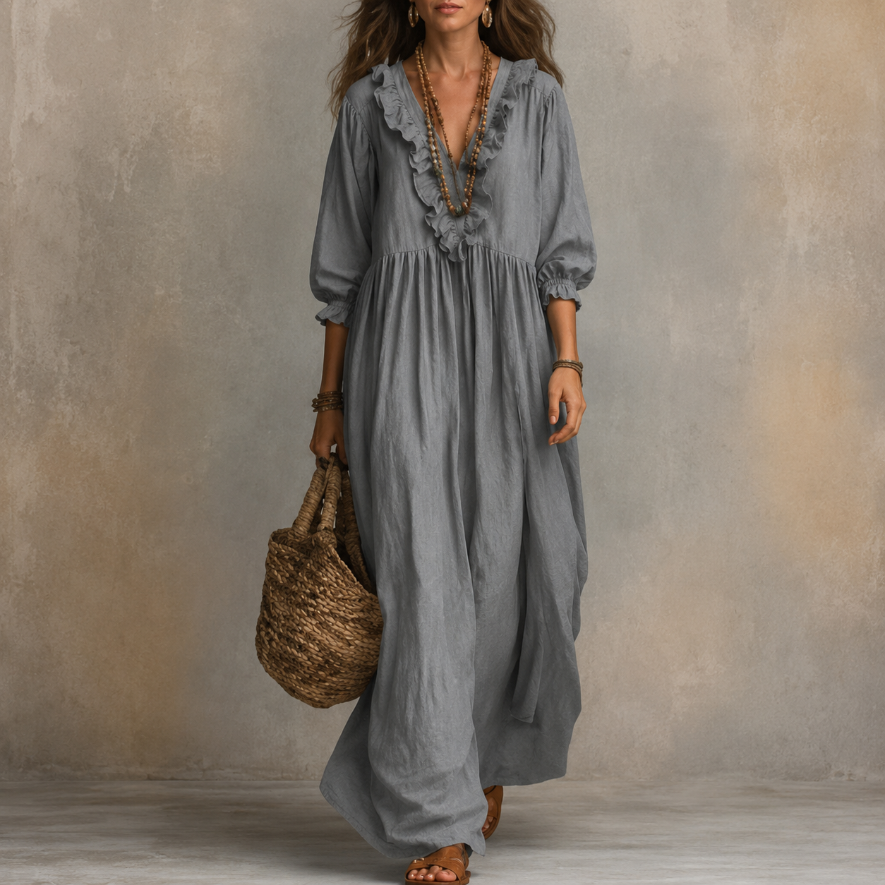 Bohemian Striped Maxi Dress with Ruffles - Elegant Summer Dress for Women 51