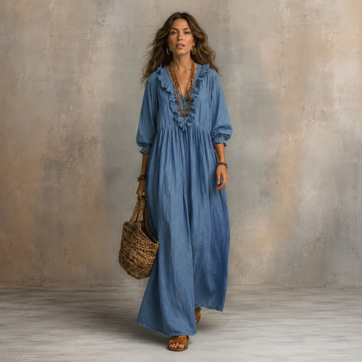 Bohemian Striped Maxi Dress with Ruffles - Elegant Summer Dress for Women 52
