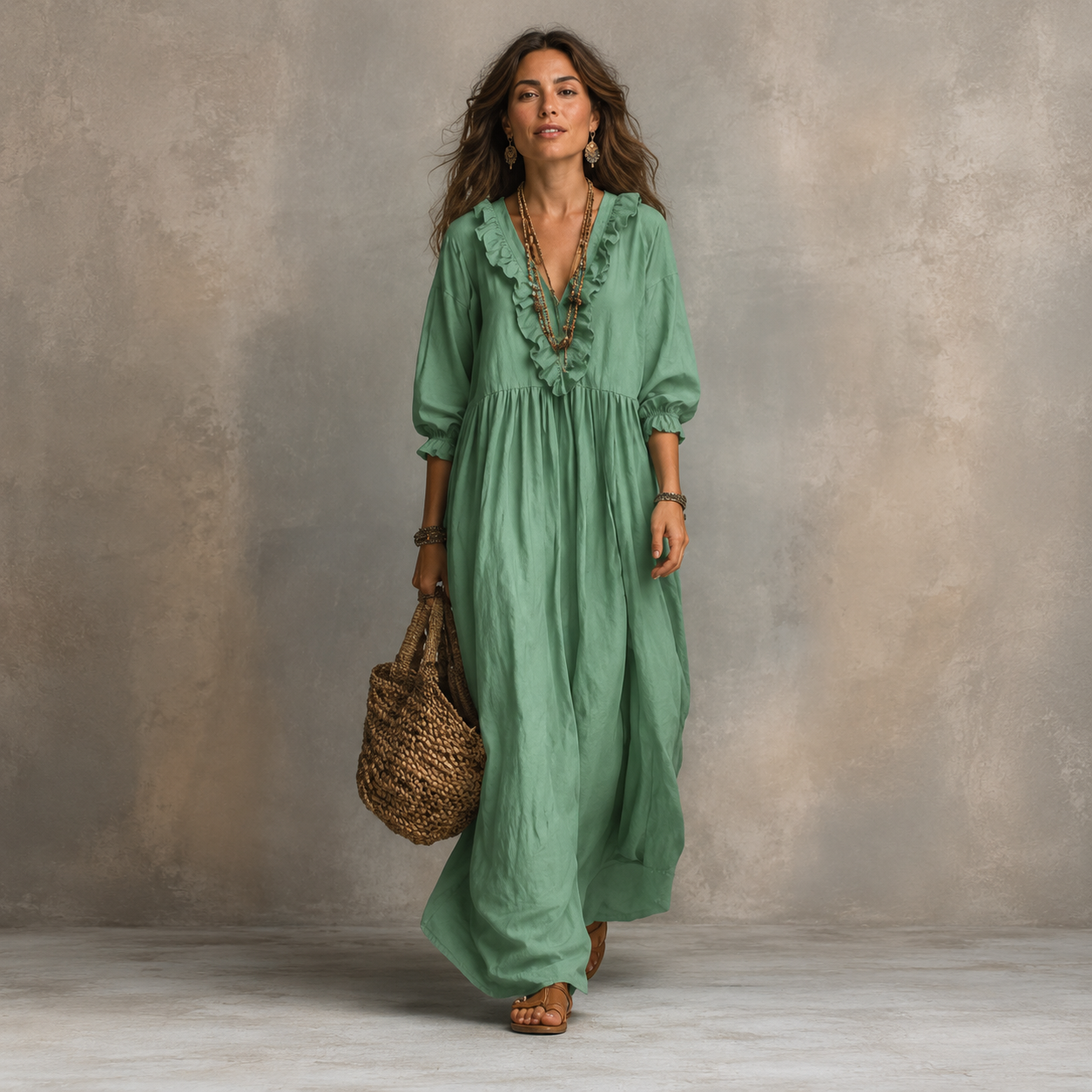 Bohemian Striped Maxi Dress with Ruffles - Elegant Summer Dress for Women 53
