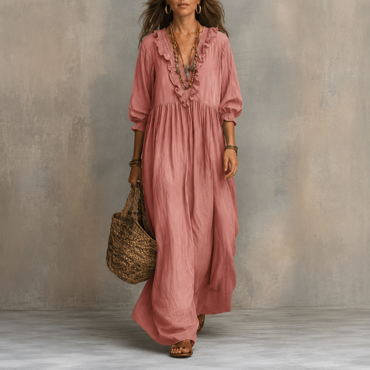 Bohemian Striped Maxi Dress with Ruffles - Elegant Summer Dress for Women 54