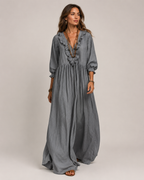 Bohemian Striped Maxi Dress with Ruffles - Elegant Summer Dress for Women 511