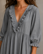 Bohemian Striped Maxi Dress with Ruffles - Elegant Summer Dress for Women 514