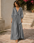 Bohemian Striped Maxi Dress with Ruffles - Elegant Summer Dress for Women 513