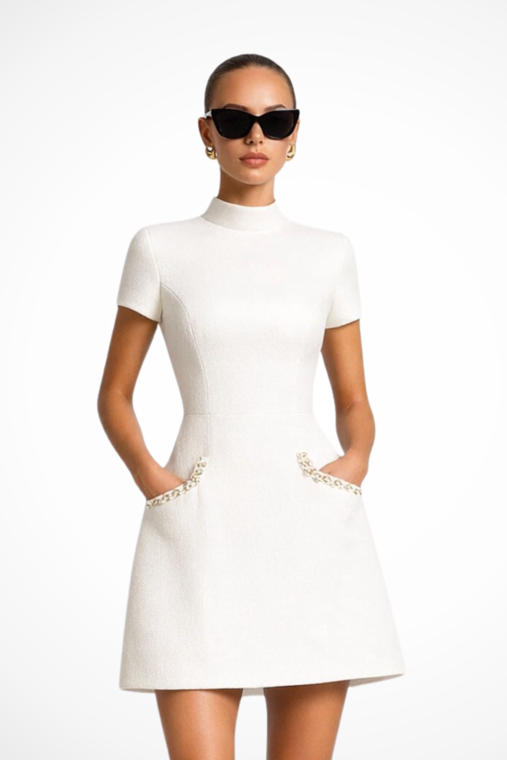 Brianna Women's Mini Dress | Pearl Trim, Flattering Fit 1