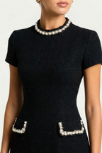 Brianna Women's Mini Dress | Pearl Trim, Flattering Fit 2