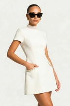 Brianna Women's Mini Dress | Pearl Trim, Flattering Fit 4