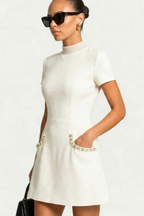 Brianna Women's Mini Dress | Pearl Trim, Flattering Fit 5