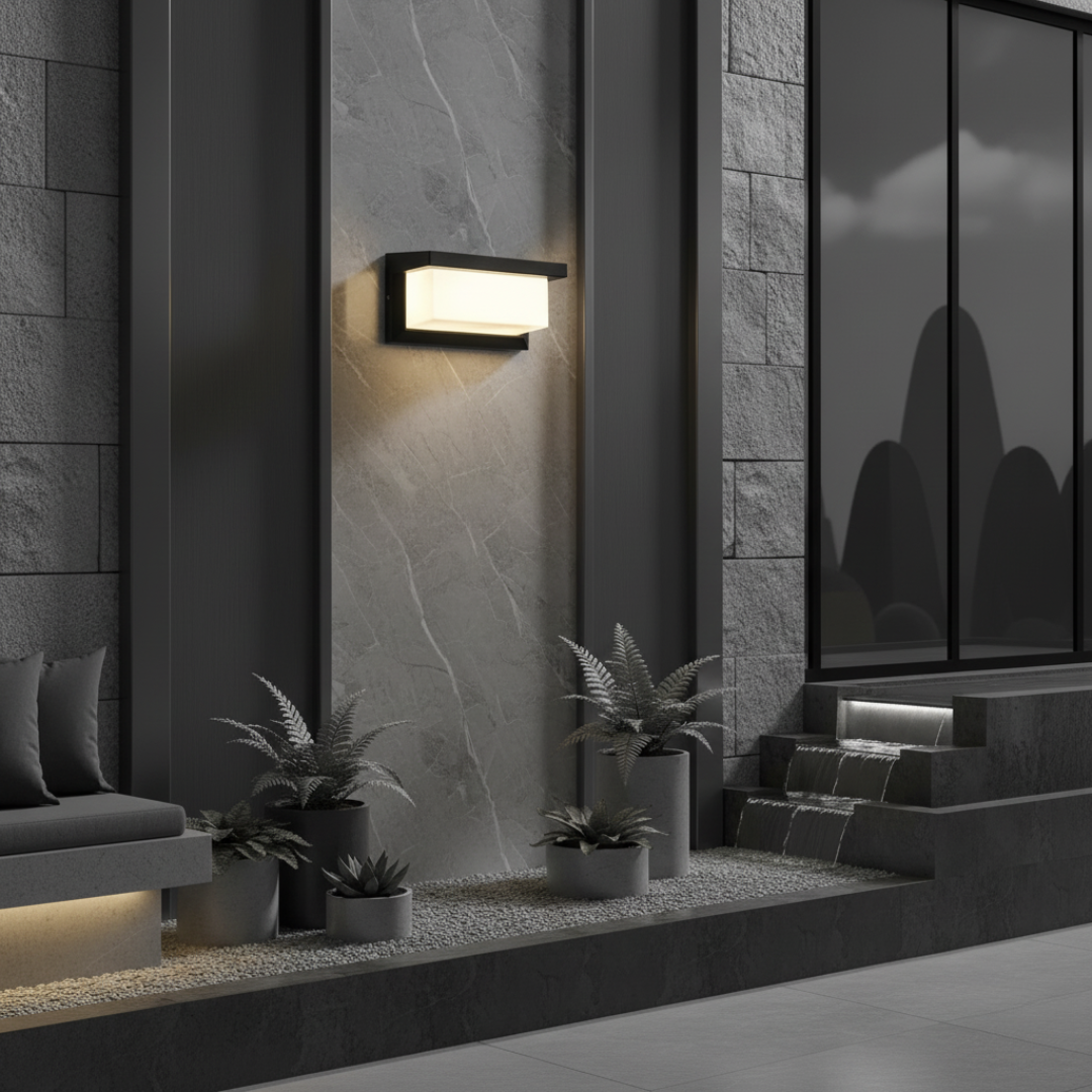 Brilloxis Motion Sensor Outdoor Wall Light - 18W Warm LED Matte Black Sconce