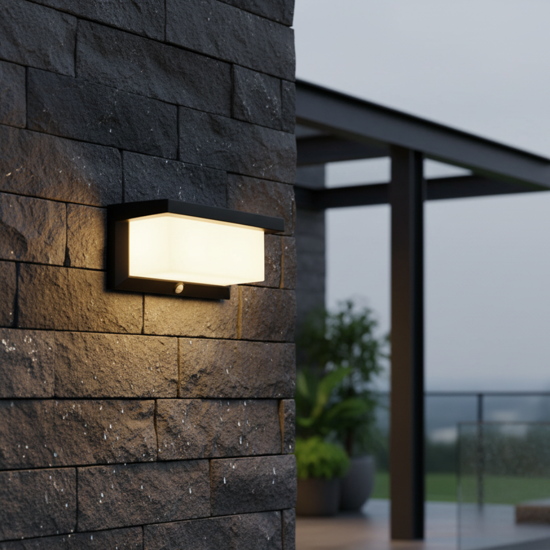 Brilloxis Motion Sensor Outdoor Wall Light - 18W Warm LED Matte Black Sconce