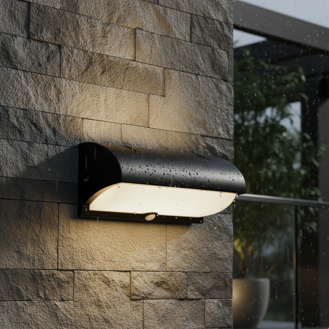 Brilloxis Motion Sensor Outdoor Wall Light - 18W Warm LED Matte Black Sconce