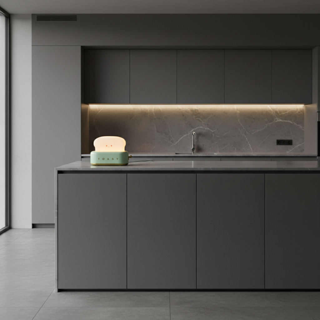 CalorLux Toaster Table Lamp - Rechargeable LED Toast Night Light with Dimmer