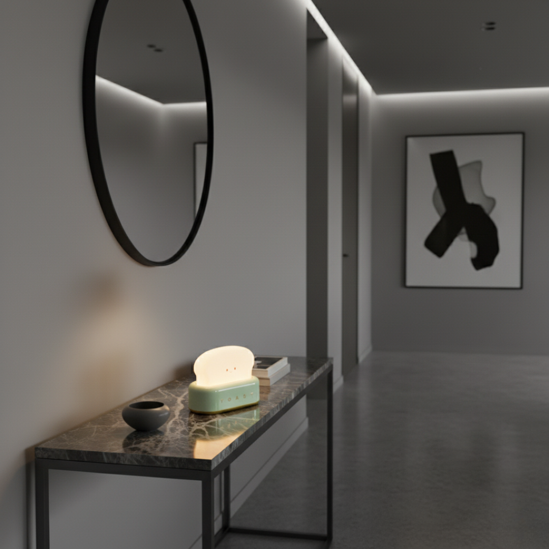 CalorLux Toaster Table Lamp - Rechargeable LED Toast Night Light with Dimmer