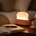CalorLux Toaster Table Lamp - Rechargeable LED Toast Night Light with Dimmer