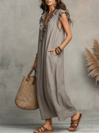 Camellia - Long Bohemian Maxi Dress for Women in Breathable Linen and Cotton 6
