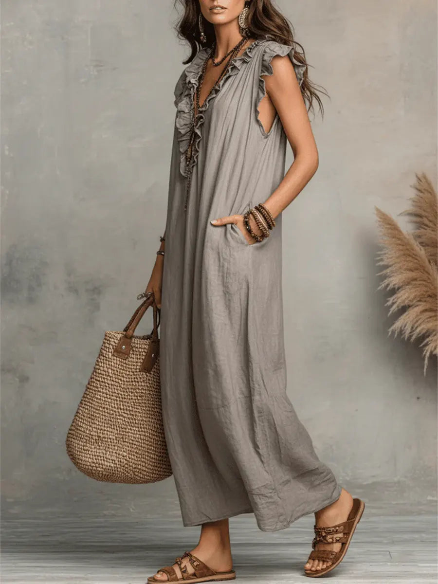 Camellia - Long Bohemian Maxi Dress for Women in Breathable Linen and Cotton 6
