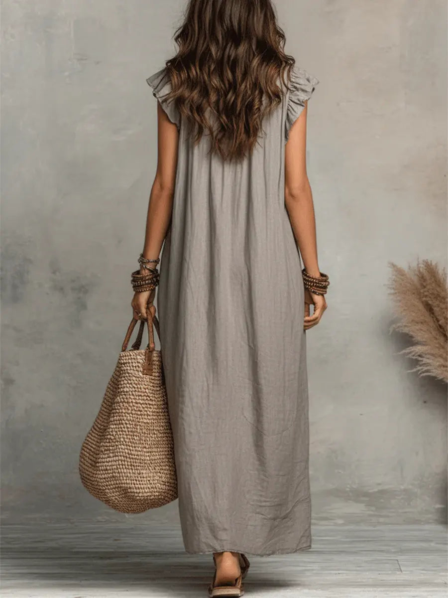 Camellia - Long Bohemian Maxi Dress for Women in Breathable Linen and Cotton 7