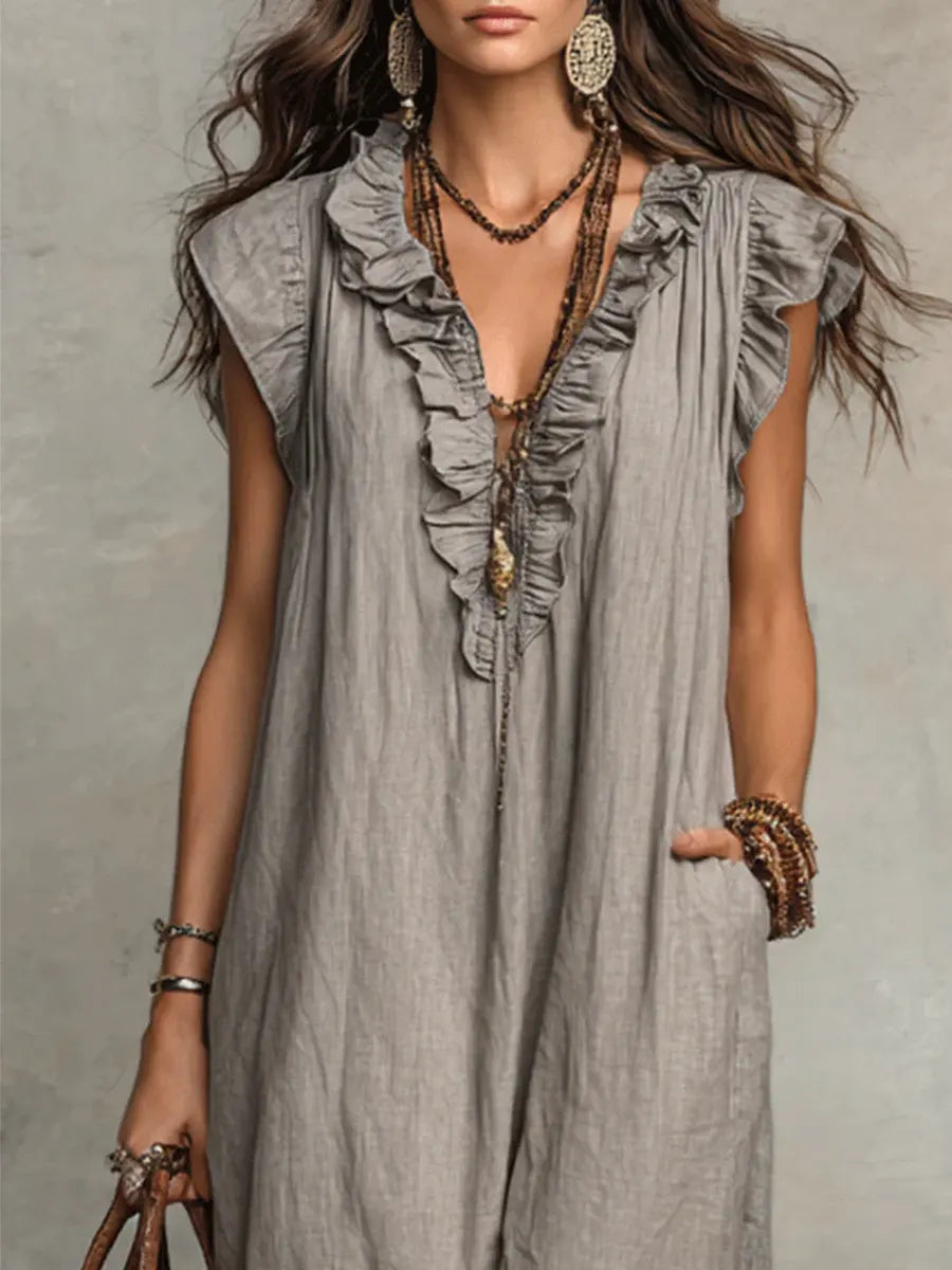 Camellia - Long Bohemian Maxi Dress for Women in Breathable Linen and Cotton 8