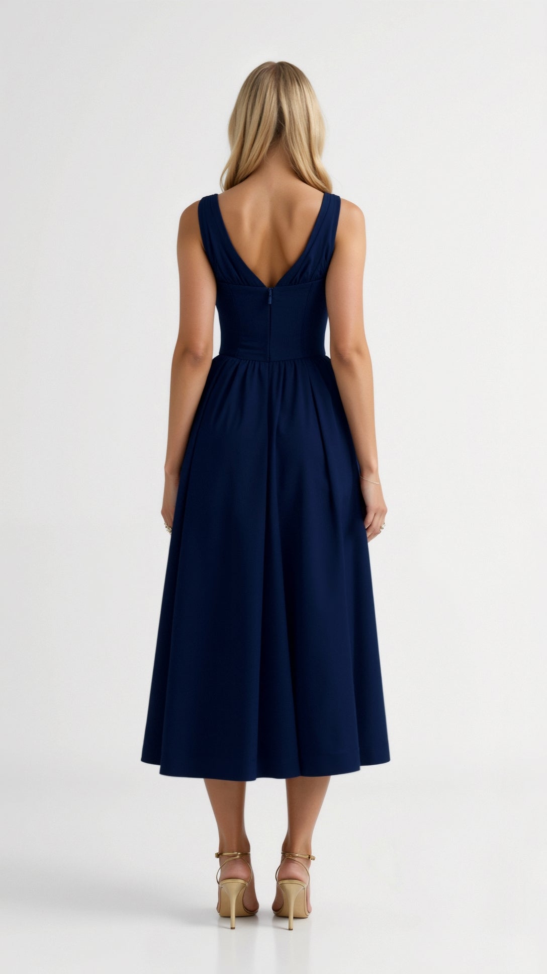 Cassandra Women's Midi Dress | Plunge Neckline, Elegant Summer Style 1