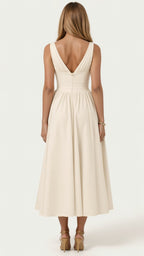 Cassandra Women's Midi Dress | Plunge Neckline, Elegant Summer Style 7