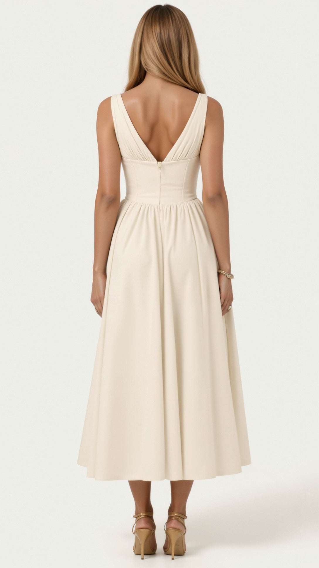 Cassandra Women's Midi Dress | Plunge Neckline, Elegant Summer Style 7