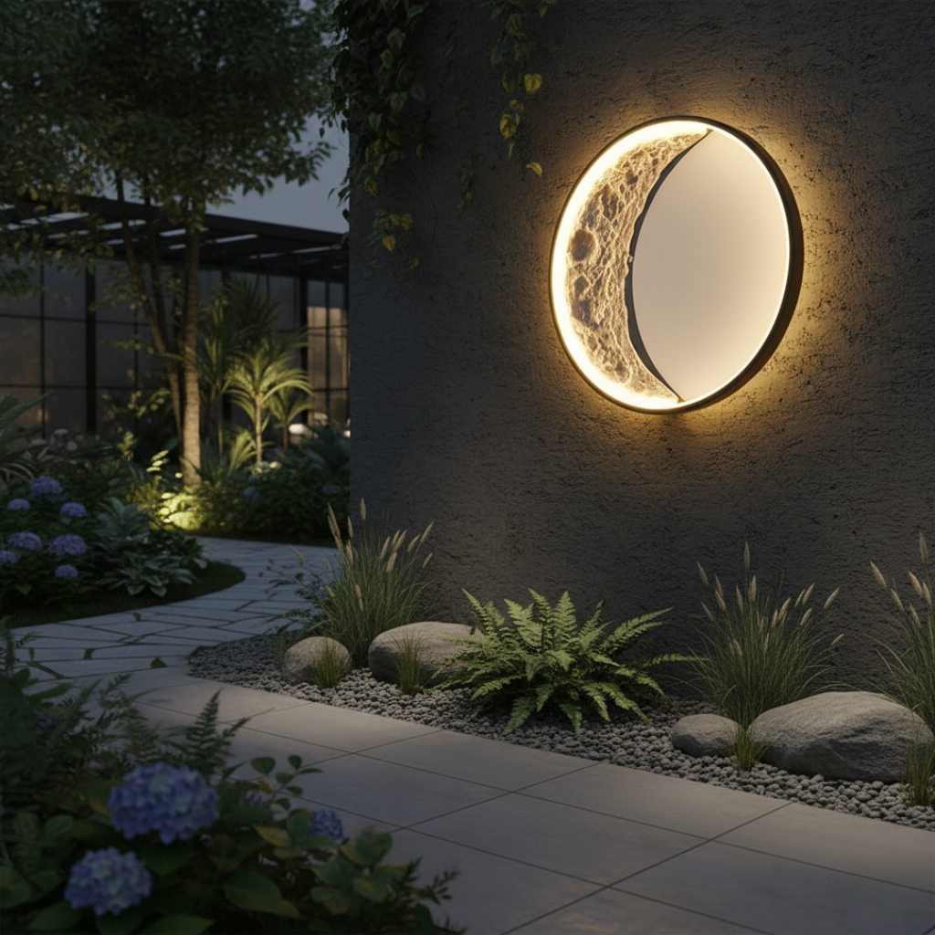 Celestara Moon Outdoor Wall Light - IP65 Waterproof LED Resin Garden Sconce