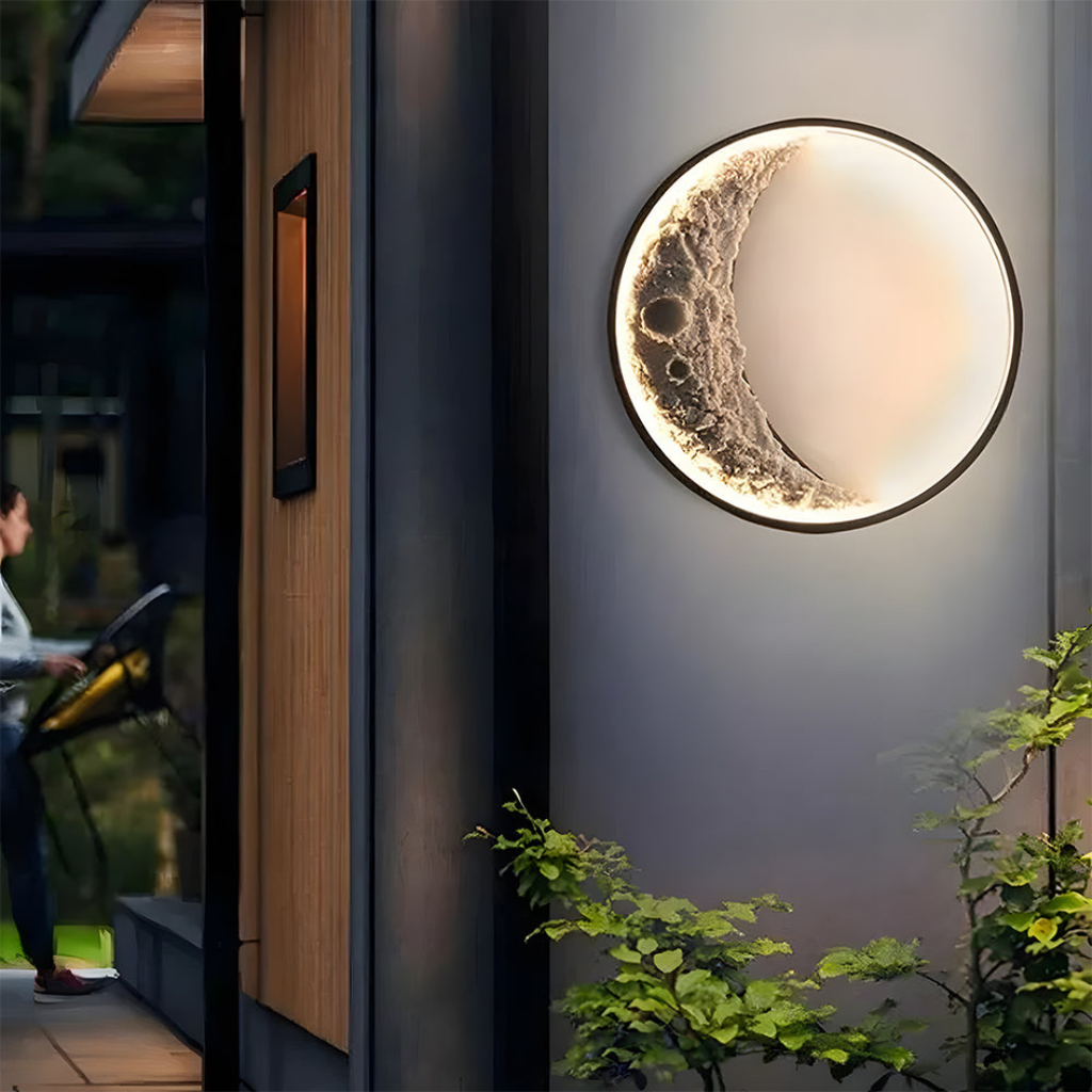 Celestara Moon Outdoor Wall Light - IP65 Waterproof LED Resin Garden Sconce