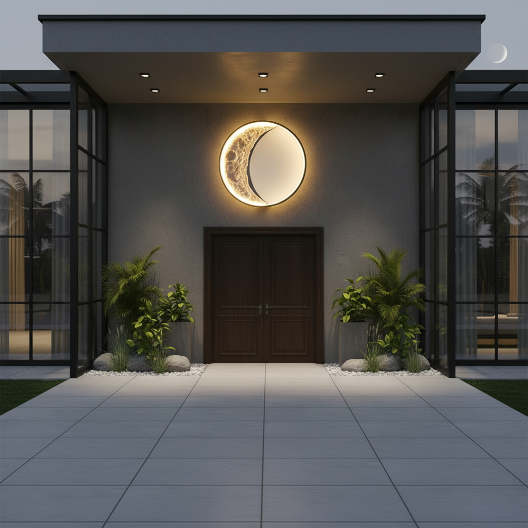 Celestara Moon Outdoor Wall Light - IP65 Waterproof LED Resin Garden Sconce