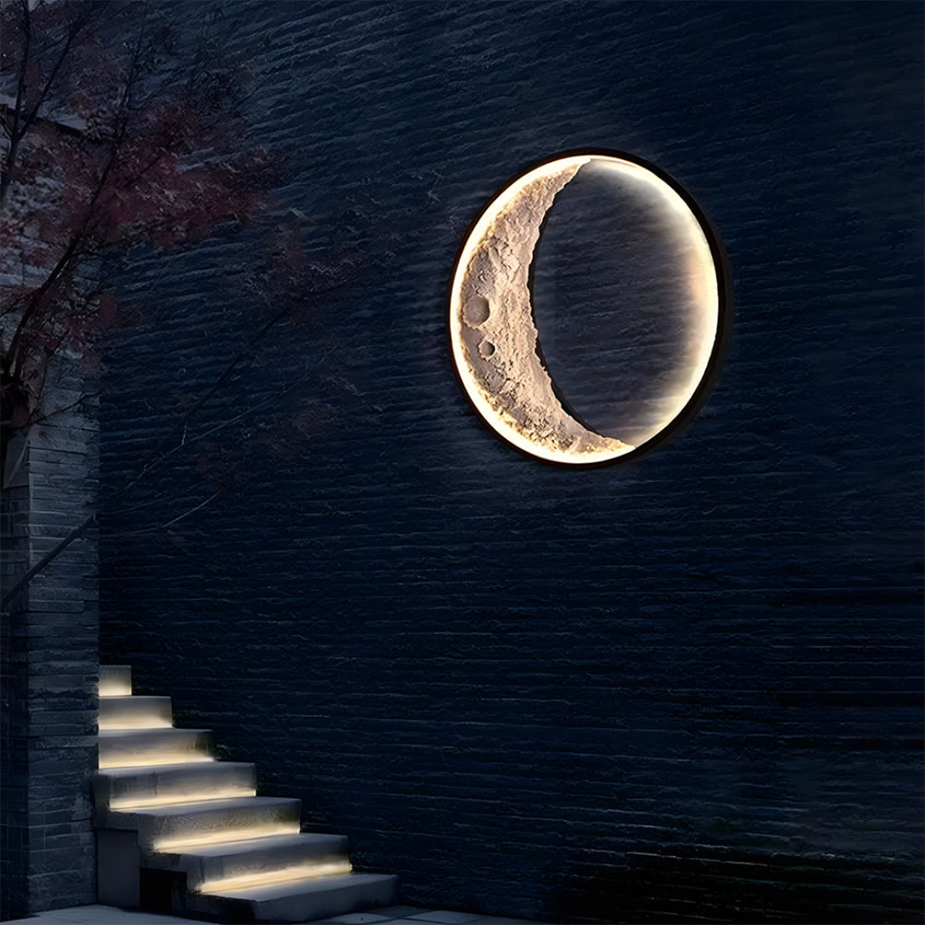 Celestara Moon Outdoor Wall Light - IP65 Waterproof LED Resin Garden Sconce